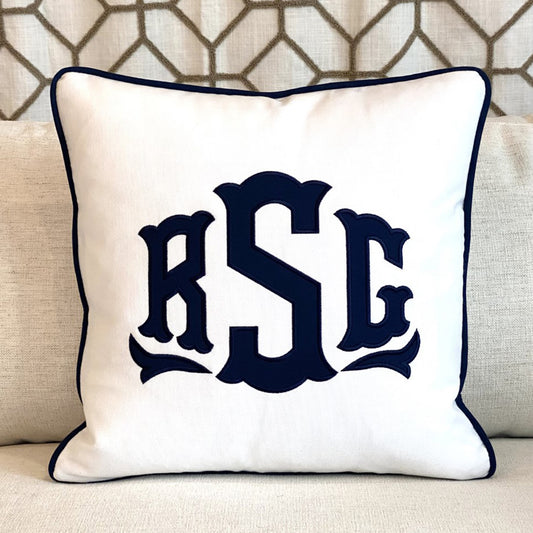 APPLIQUE MONOGRAM SQUARE PILLOW