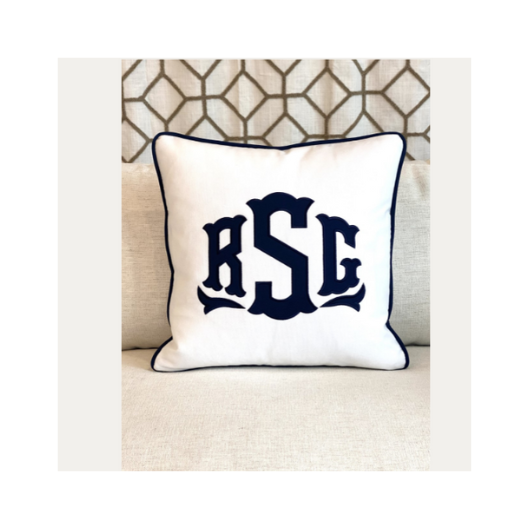 APPLIQUE MONOGRAM SQUARE PILLOW